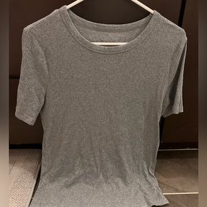 Tighter gray shirt from target- great tucked into pants or paired with sweater!